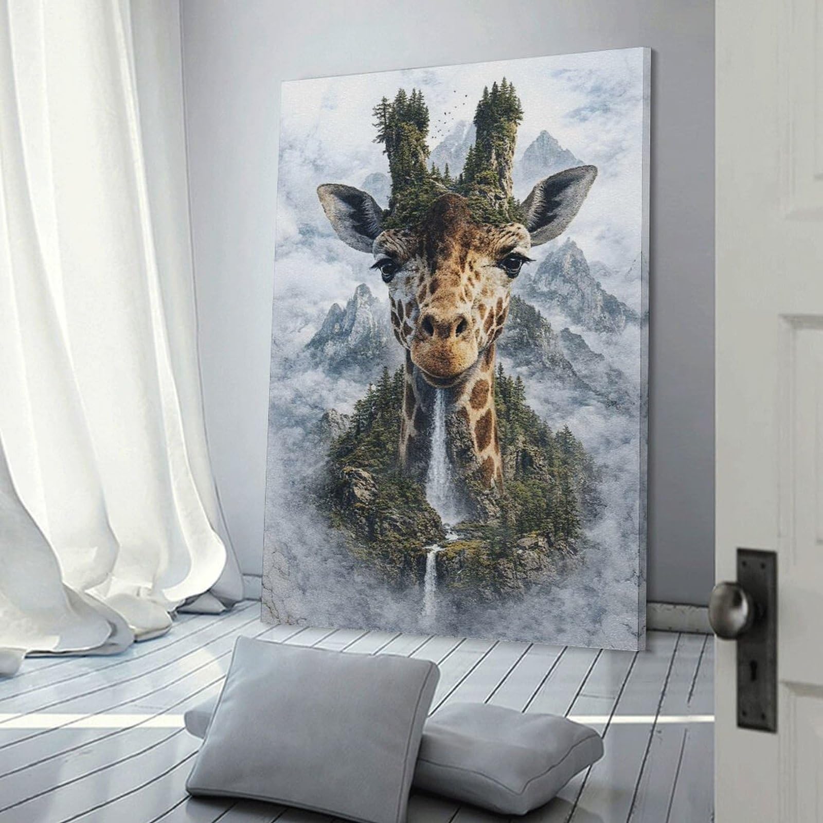Junmoney Giraffe Spirit of The Woods Wall Picture Print, 20x30inch(50x75cm), for Art Walls, Layered Displays Or Homes, Home Wall Art for Statement Displays