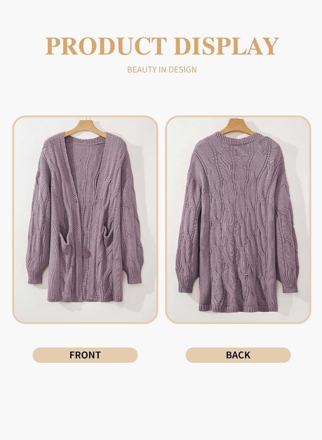 Eytino Plus Size Cardigans for Women Open Front Long Sleeves Lightweight Fall Sweaters with Pockets(1X-5X) - Image 4