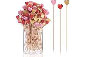 100% Natural Heart-Shaped Bamboo Cocktail Picks