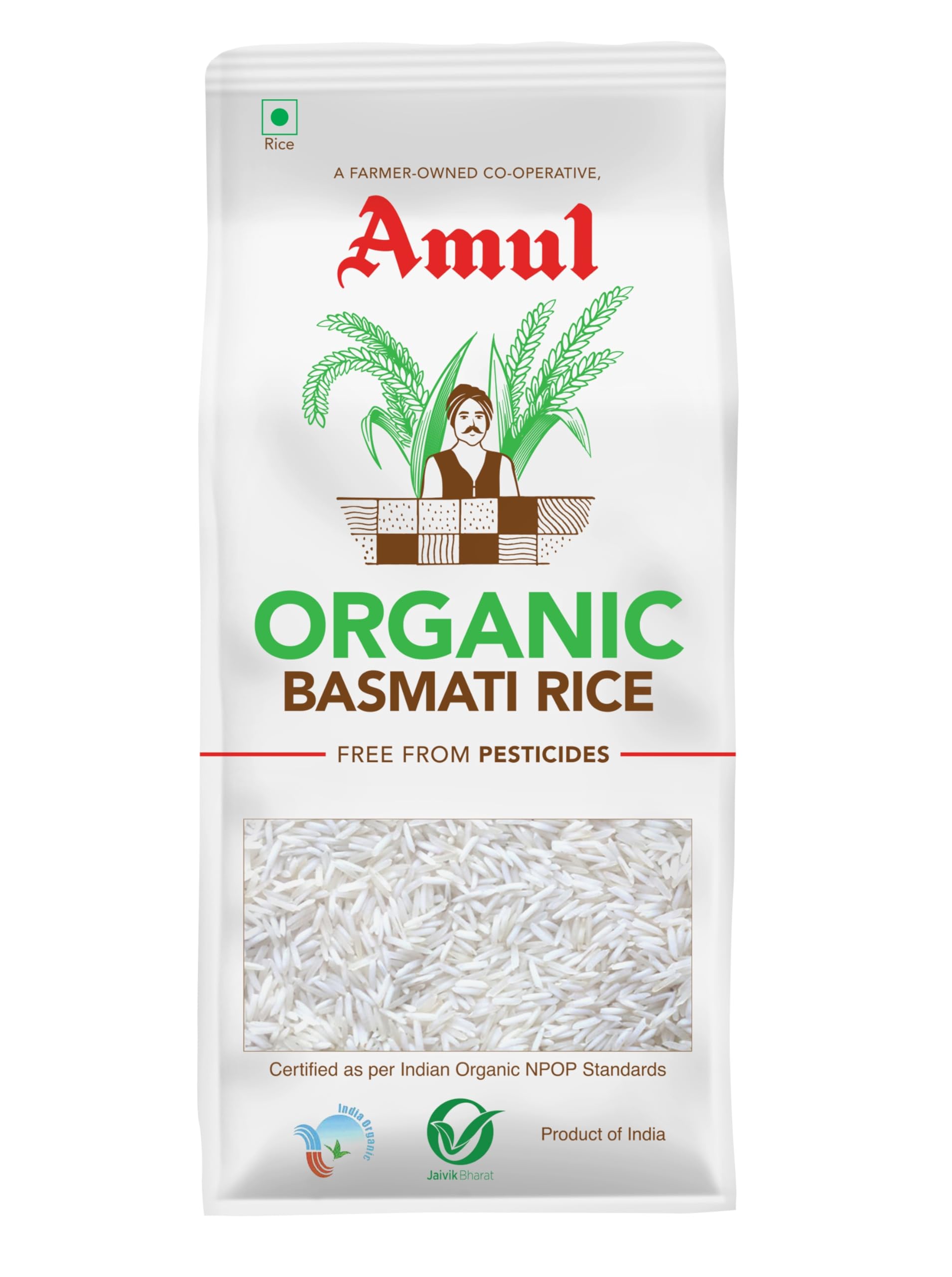 Amul Organic Basmati Rice Bag, 1 kg
