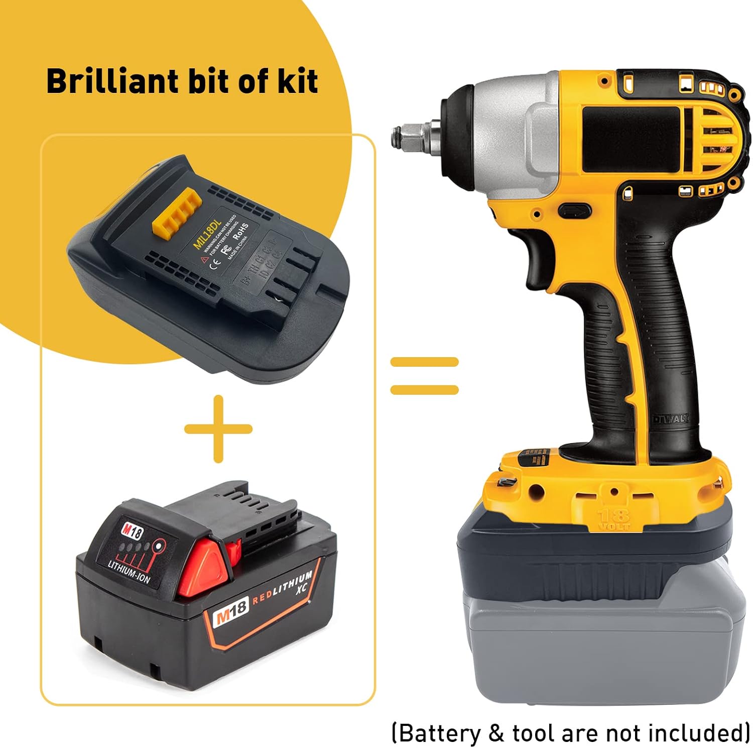 Battery Adapter MIL18DL for Milwaukee 18V M18 Battery to Convert for Dewalt 18V 20V Max XR Tool Use (Adapter Only) - Image 4
