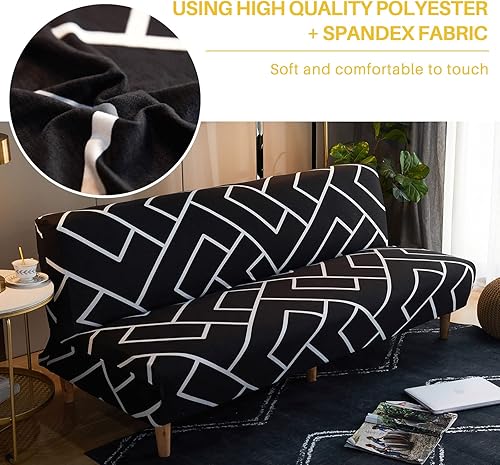 Miniatura 2 de Fundas de futón de poliéster de alta calidad, fundas elásticas para sofá sin brazos, sin reposabrazos, lavable a máquina, funda protectora de muebles