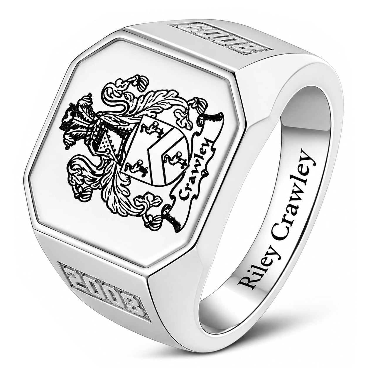 Siegelring mit Familienwappen personalisiert - Wappenring für Männer aus 925 Sterling Silber - Individueller Herrenring mit Gravur Namen oder Familien Wappen - personalisiertes Geschenk Siegel Ring