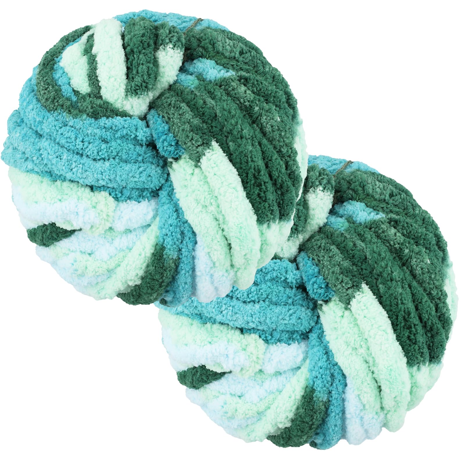 2Pcs Chunky Wool Yarn 250g, 2cm Knitting Yarns for Crochet Chunky Blanket Yarn, Fluffy Soft Wool for DIY Making Handmade Blankets Scarves Hats Rug Bags Hats Pillow Cushion (Green) — image 1