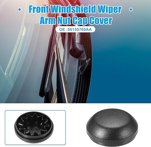 Miniatura 2 de ACROPIX Tapa de tuerca de brazo de limpiaparabrisas delantero, color negro, para Jeep Compass 2017-2022, paquete de 1