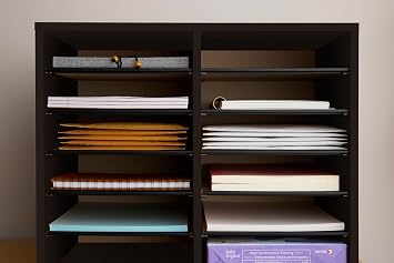 Safco Wooden Paper and Mail Organizer for Home Office and Classroom, Adjustable Shelves and Stackable