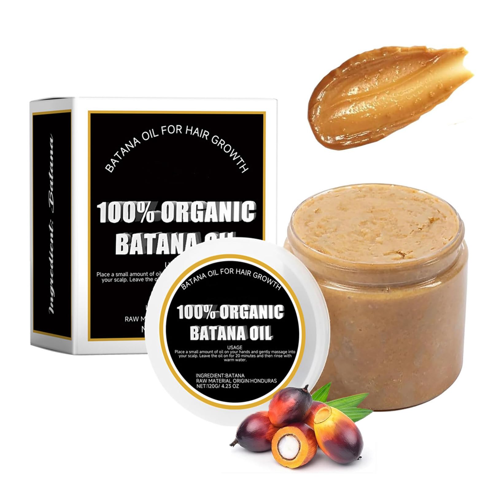 Raw Batana Hair Growth Oil, 100% Organic Batana Oil for Hair Growth, Strengthens Hair Thickness