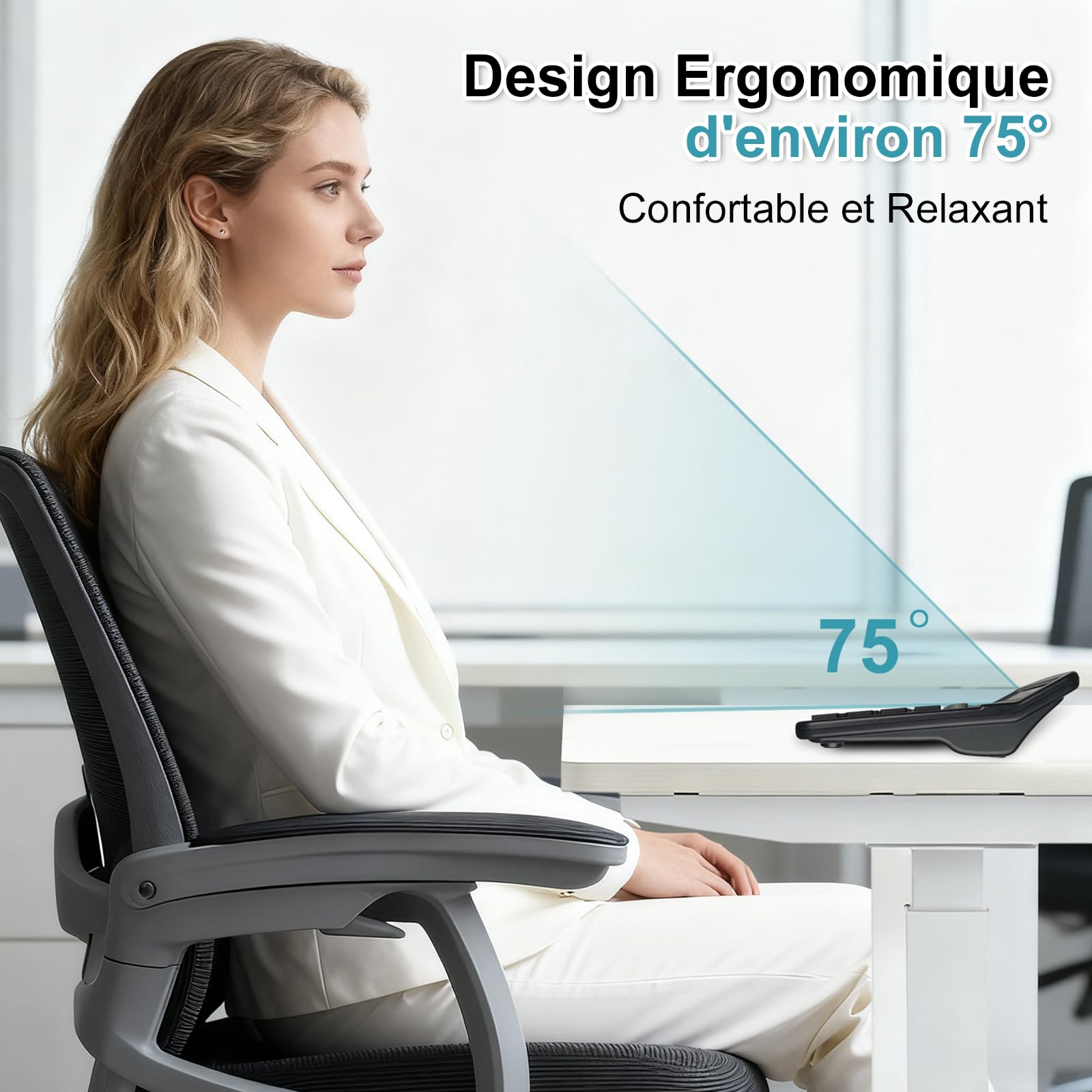 Calculatrice de Bureau 12 Chiffres Écran LCD Solaire et Batterie Grands Boutons Noir Bleu Ciel