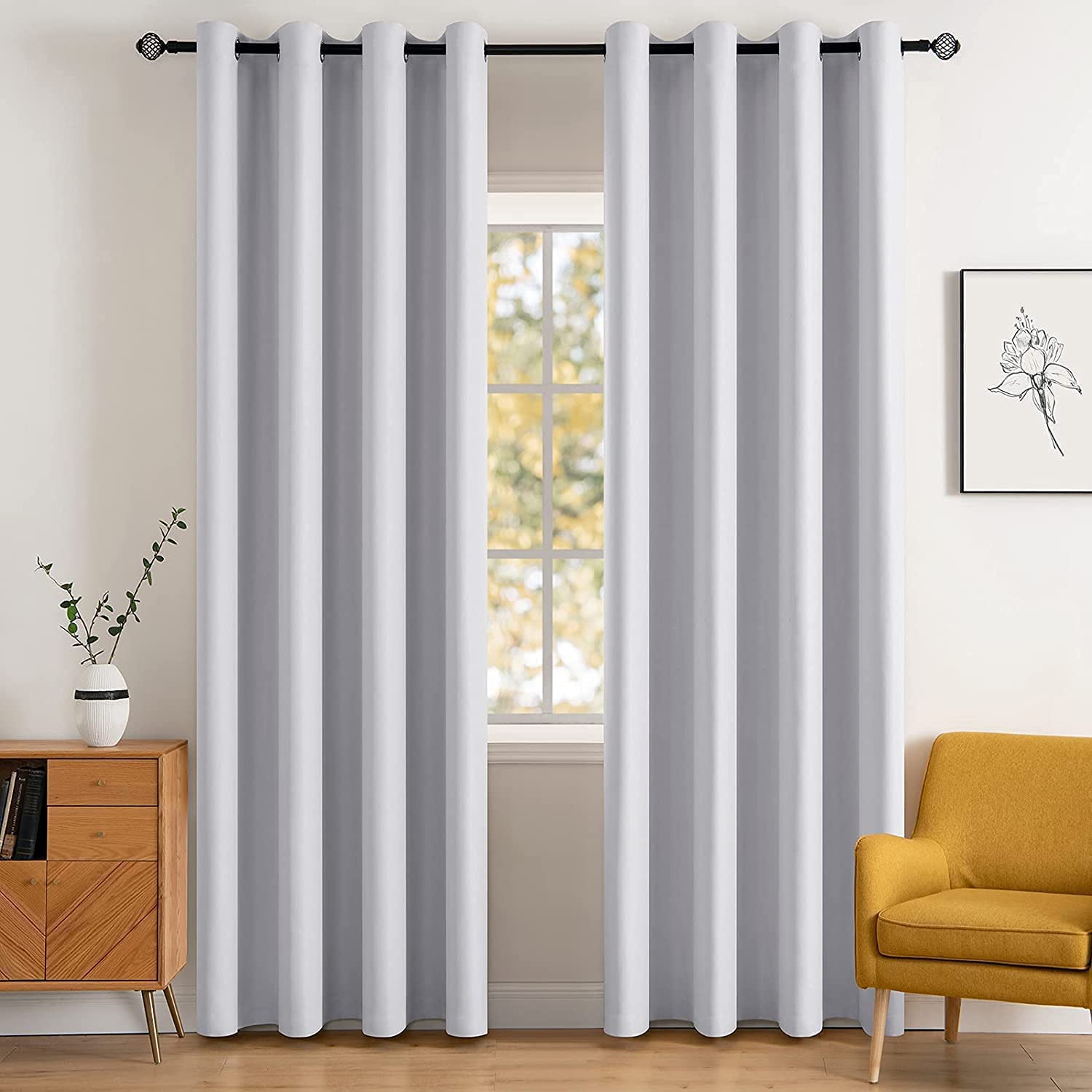 MIULEE Blackout Curtains for Bedroom Living Room, Chirstmas Thermal Insulated Room Darkening Grommet Top Solid Light Blocking Drapery Set of 2 Window