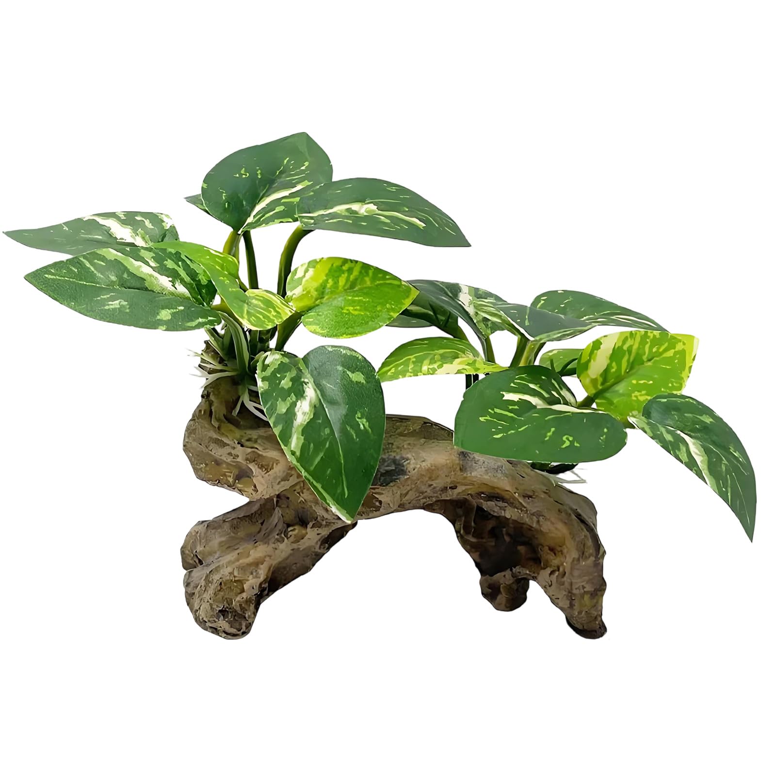 Oxxggkao Artificial Terrarium Plant Decor for Glass Enclosures, 6in Aquarium Ornament with Clustered Greenery, Resin Base and Habitat Texture Vivarium Accent