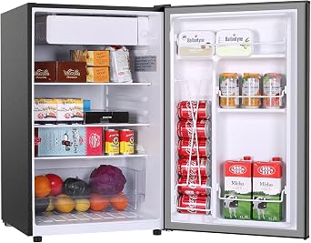 4.5 Compact Fridge Cu.Ft Mini Refrigerator with Freezer Small Refrigerator Auto Defrost,Super Quiet,6 Adjustable Mechanical Thermostat,Energy Saving,LED Inside for Room Dorm Office Silver, Modern Style