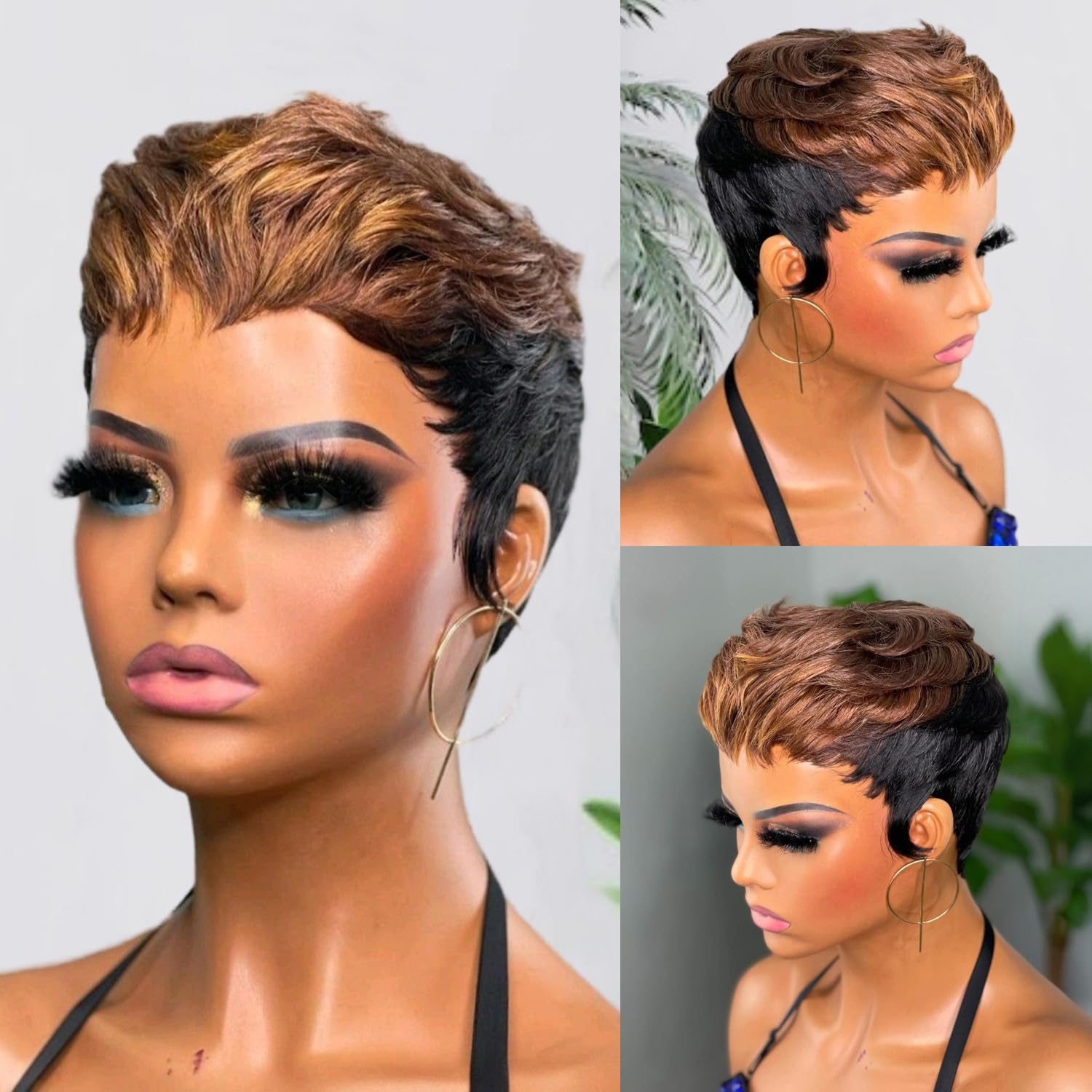 Amazon.com : YJOQOKOA Pixie Cut Wig for Black Women Human 