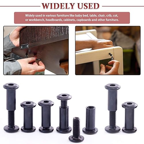 Miniatura 7 de Hilitchi Kit de 120 tornillos de cabeza avellanada M6, tornillos de cabeza avellanada, tuercas de barril, tuercas de cuna, kit surtido de tuercas