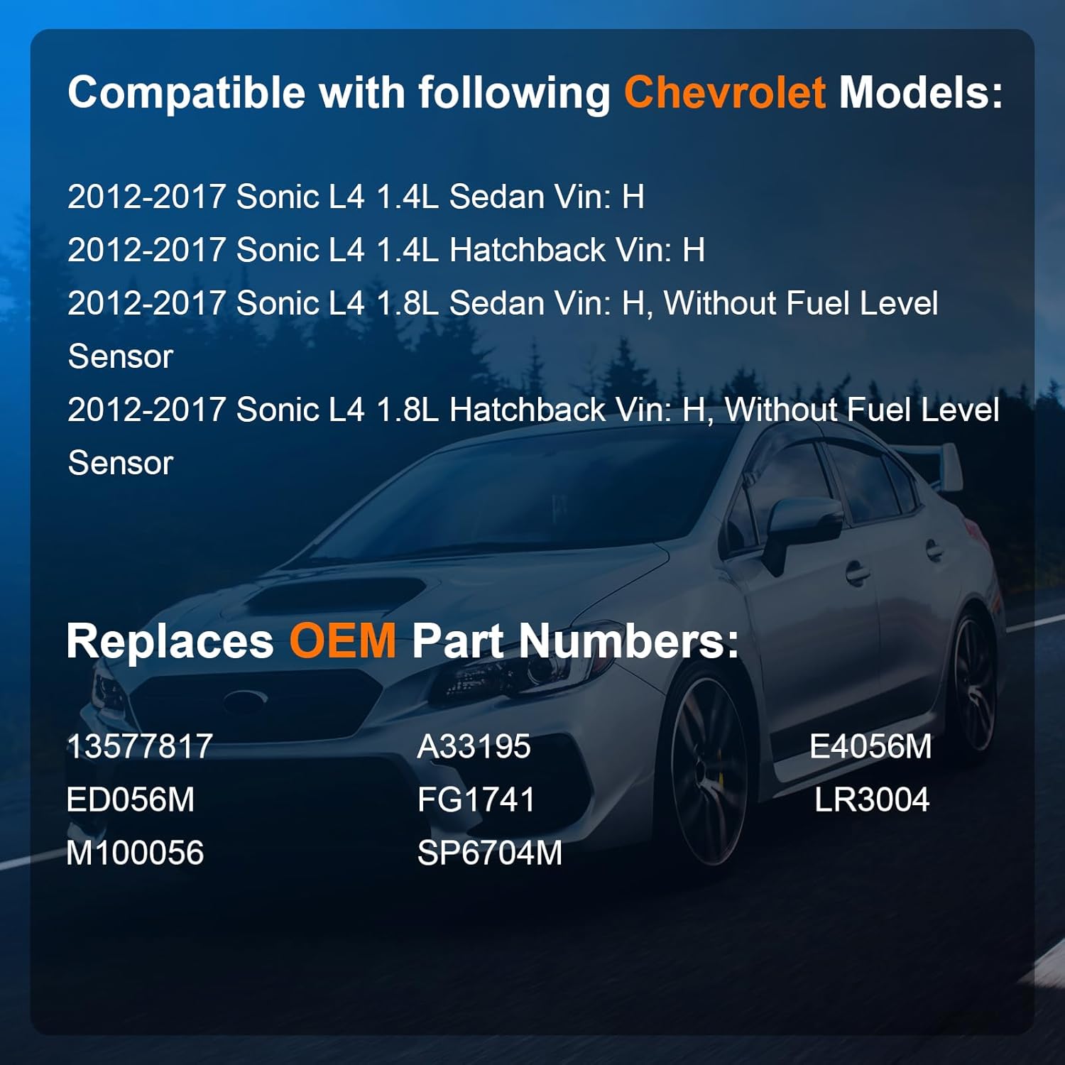 Electric Fuel Pump Module Assembly Compatible with Chevy Sonic 2012 2013 2014 2015 2016 2017 l4 1.4L 1.8L with Sending Unit, Replace 13577817 E4056M ED056M