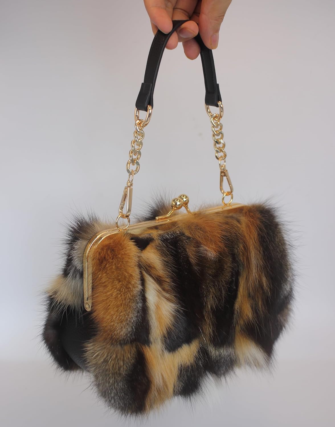 Luxurious Fashion Natural Fox Fur with Hair Handbag for Women and Ladies - Image 8