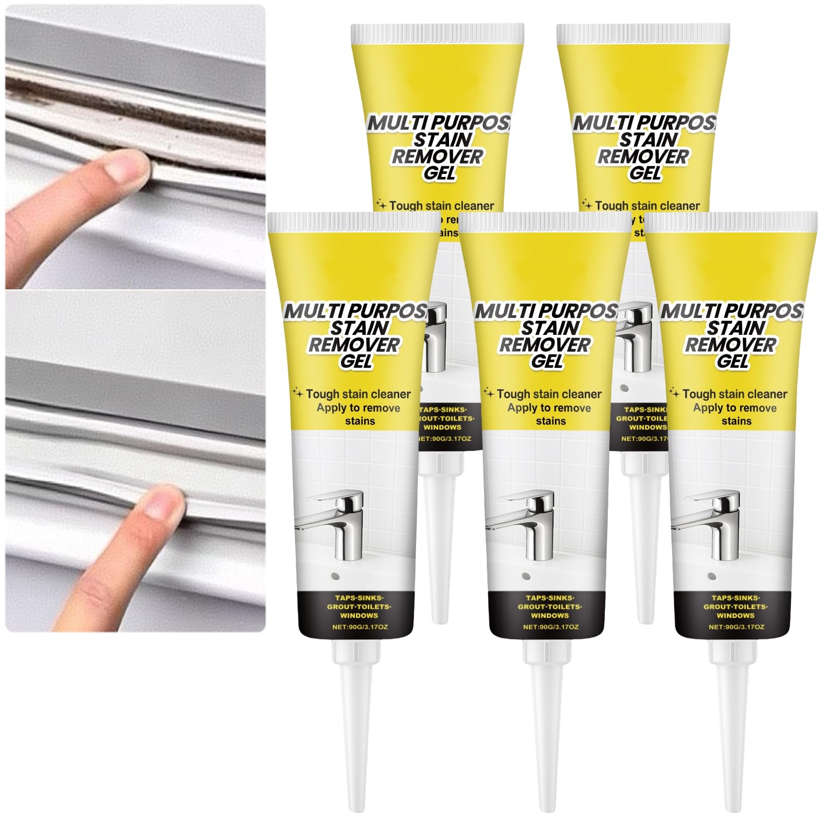 Home Fleckenentferner-Gel, für Waschmaschinenreiniger, leistungsstarker Mehrzweck-Fleckenreiniger für Waschbecken, Fliesen, Dusche, Mörtel und Badezimmer, sanft formuliert (5Pcs)
