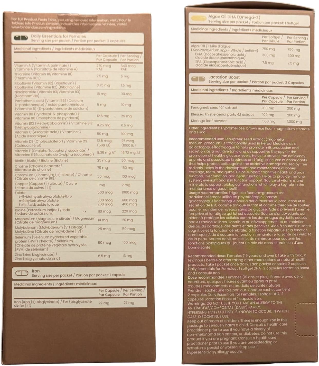 bird&be The Postpartum with Lactation Boost - Vitamins to Support Hormones, Recovery and Milk Supply for Chest/Breastfeeding - Includes DHA (Omega-3), Iron, Choline, B12-30-Day Supply