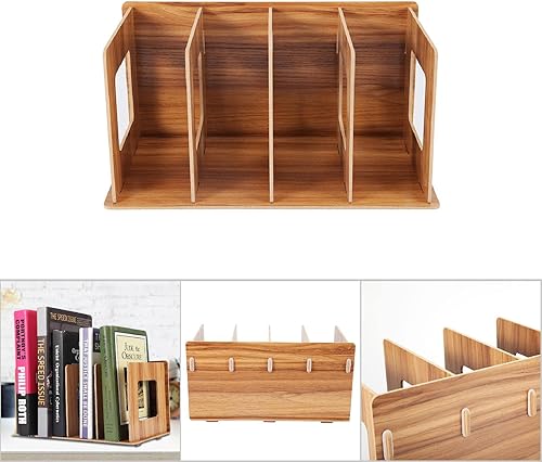 Miniatura 6 de Estantería de escritorio de madera, mini estante portátil para libros, resistente y duradero para almacenamiento de revistas, estudiantes, niños y