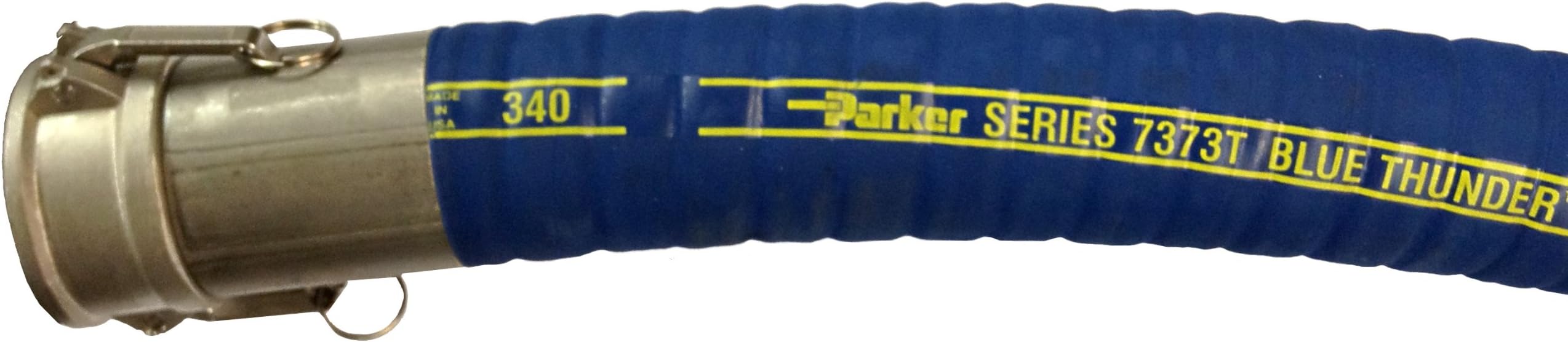 Parker 7373T Blue Thunder UHMW Chemical Blue Ultra High Molecular Weight Polyethylene (UHMW) Hose Assembly, 1" F x F Camlocks Stainless Steel (Part C x C), 200 psi Maximum Pressure, 20' Length, 1" Hose ID