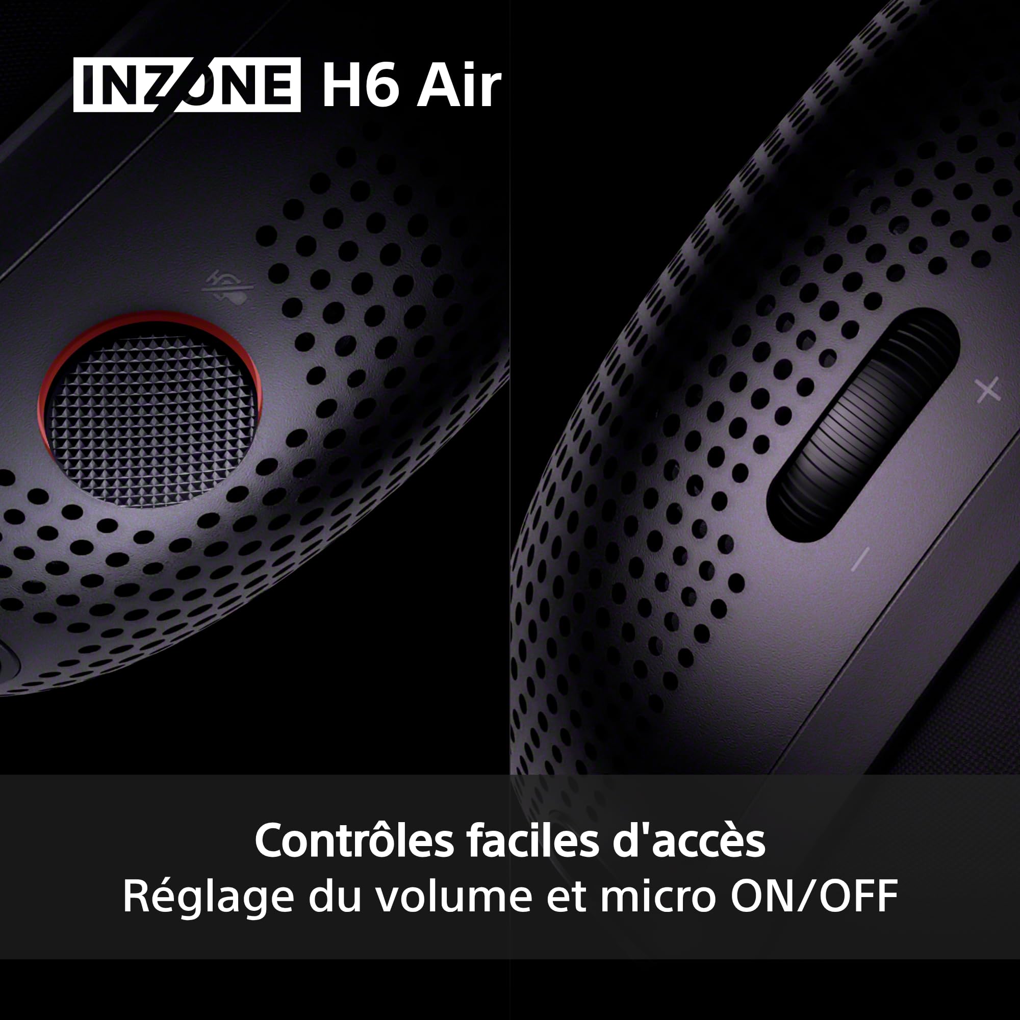 Casque Gaming Filaire Ouvert Sony INZONE H6 Air – Son Spatial 360° pour Le Gaming, Conception Ultra-légère de 199 g, Microphone à Perche Amovible, égaliseur personnalisé INZONE Hub – PC/PS5, Noir