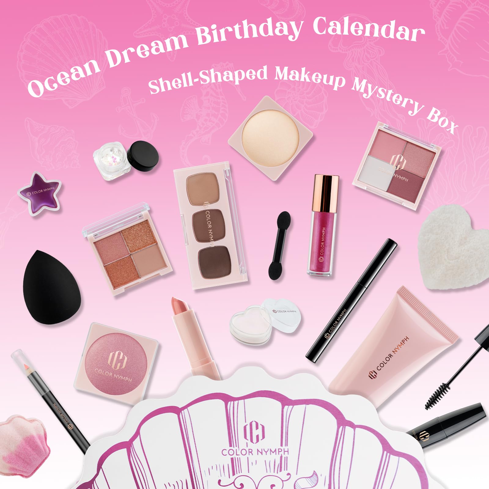 Calendario de adviento de maquillaje de Color Nymph 2025, juego de regalo de maquillaje de belleza sorpresa de 24 días, mujeres adultas y niñas adolescentes, calendario de cuenta regresiva de Navidad