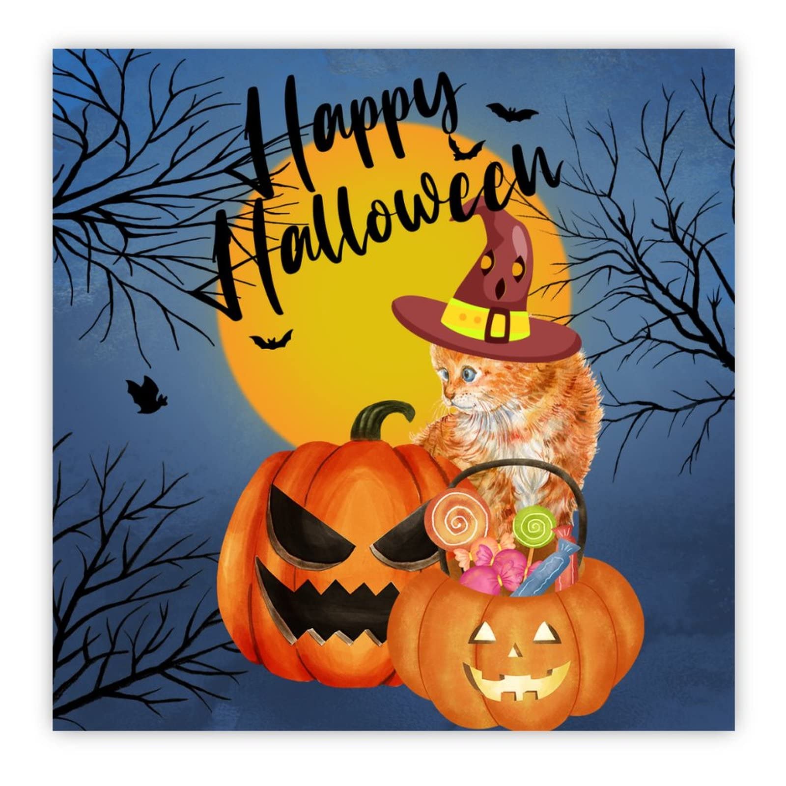 Panneau mural citrouille Happy Halloween en bois 40cm pour salon