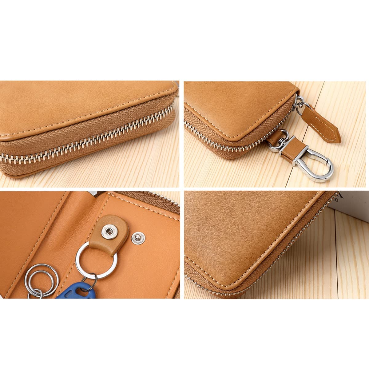 Skórzany samochód, pudełko na klucze， Skórzane etui na klucze z klamrą na kluczyki do samochodu dla mężczyzn 12,5 x 8 x 2,5 cm