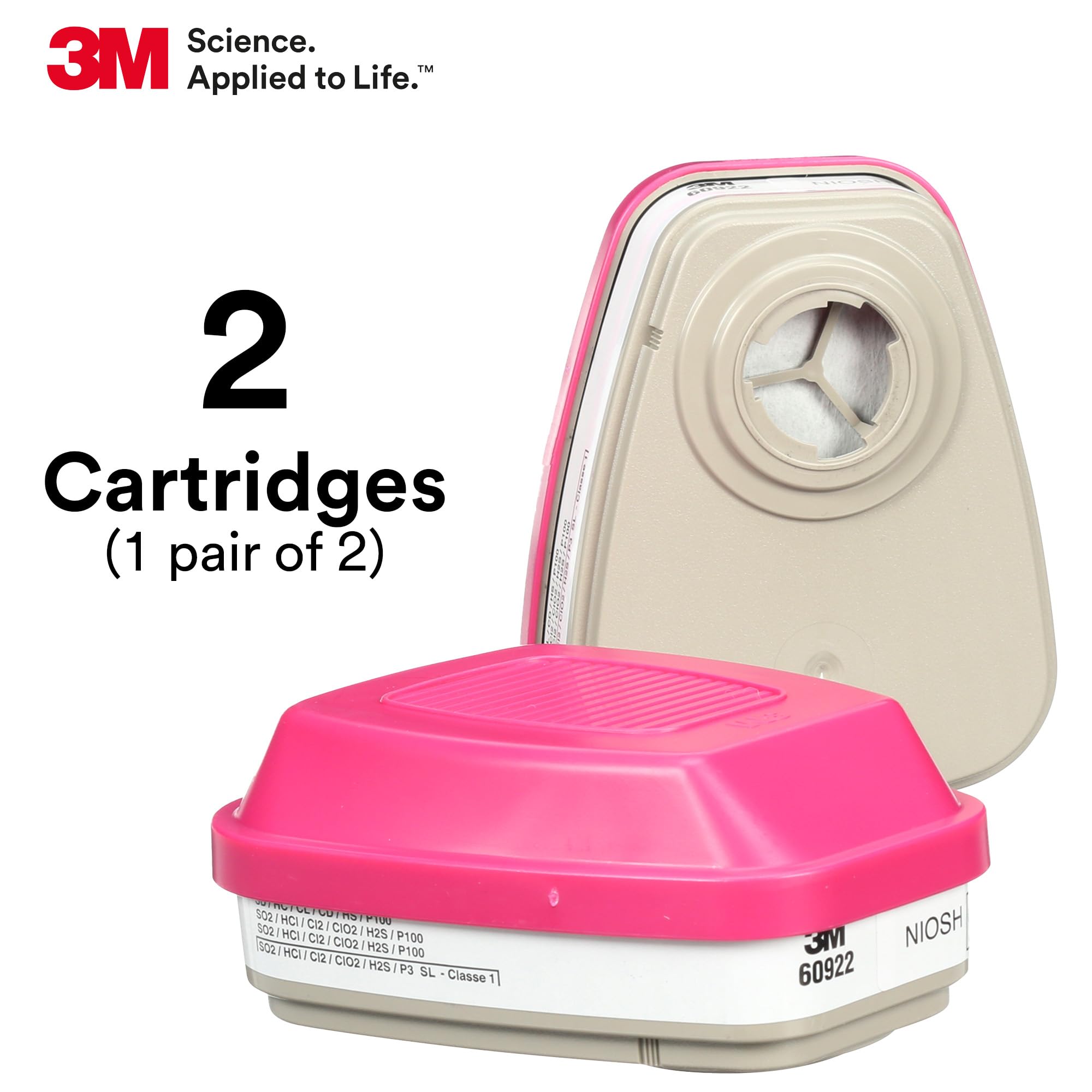 3 M Filtro de cartucho de Gas ácido/60922, P100 protección respiratoria (Pack de 2)