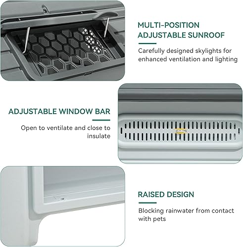 Miniatura 14 de YITAHOME Dog House Outdoor Plastic Doghouse Water Resistant Pet House with Adjustable Skylight and Elevated Base for Small, Medium, and Large Dogs