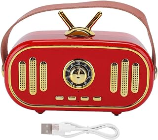Fdit Bluetooth Speaker, DC 5V Mini Portable Retro Style Wireless Bluetooth Stereo Speaker Plug-in Card Music Player, Home Desktop Bluetooth Speaker with wide compatibility(red)