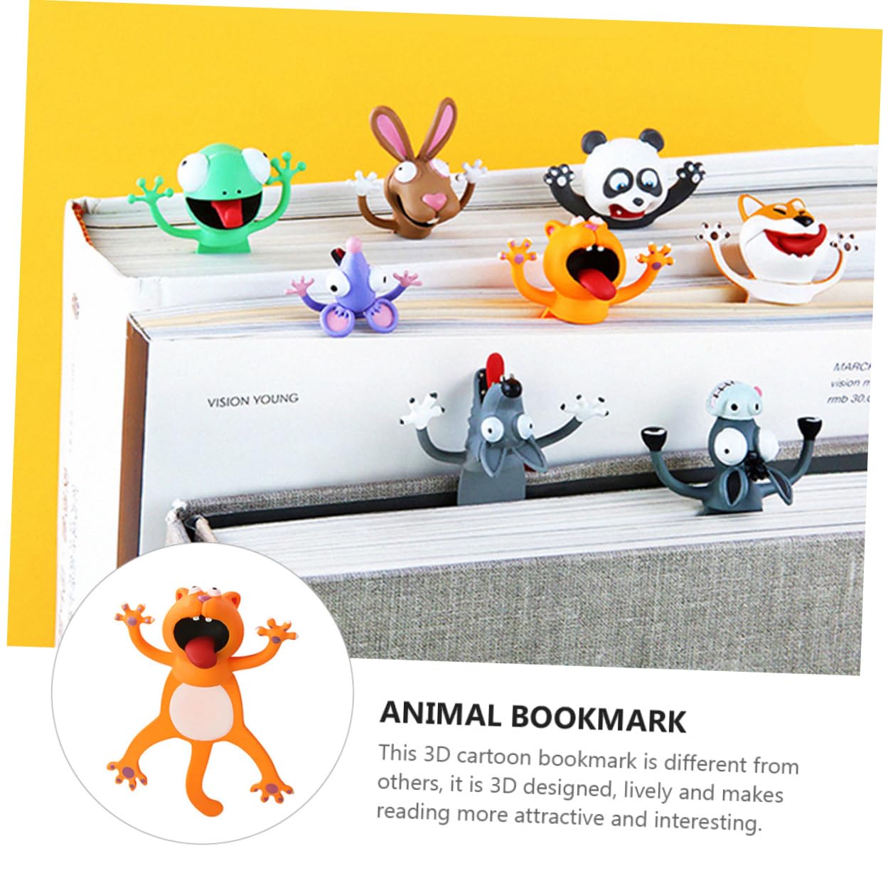 Housoutil 3 Stück Tier Lesezeichen aus PVC Lustige Cartoon Bookmarks für Schüler und und Kreatives Lesezubehör für Bücherliebhaber und Studenten