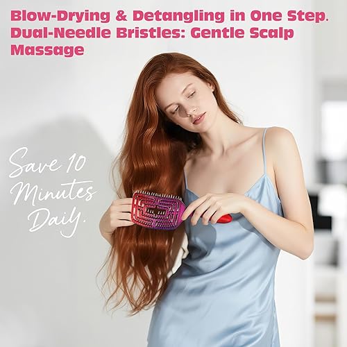 Miniatura 3 de CANDYBRUSH Cepillo de pelo curvado ventilado desenredante para secar con soplado, cepillos húmedos coloridos para cabello liso y fino para mujeres,