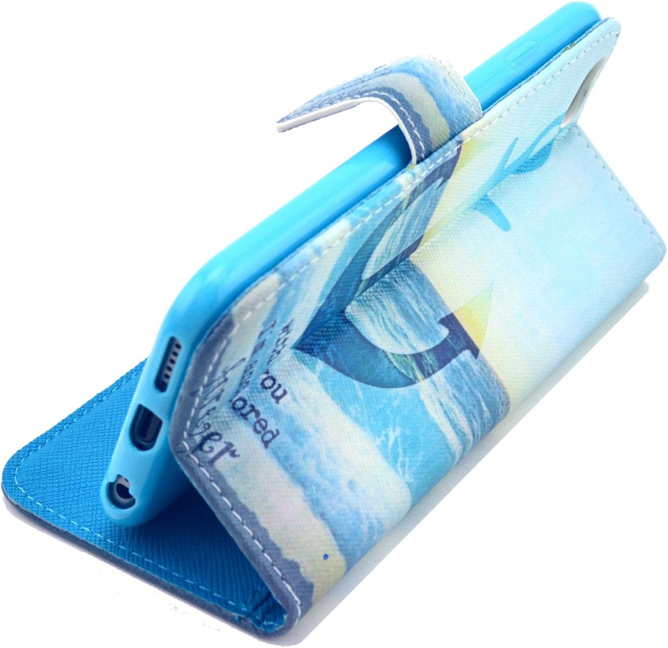 iPhone 6 Plus 5.5", Speedtek Mariner Pattern Premium PU Leather Wallet Flip Protective Skin Case with Magnetic Closure for Apple iPhone 6 Plus/6s Plus 5.5" (with Credit Card/ID Card Slot)
