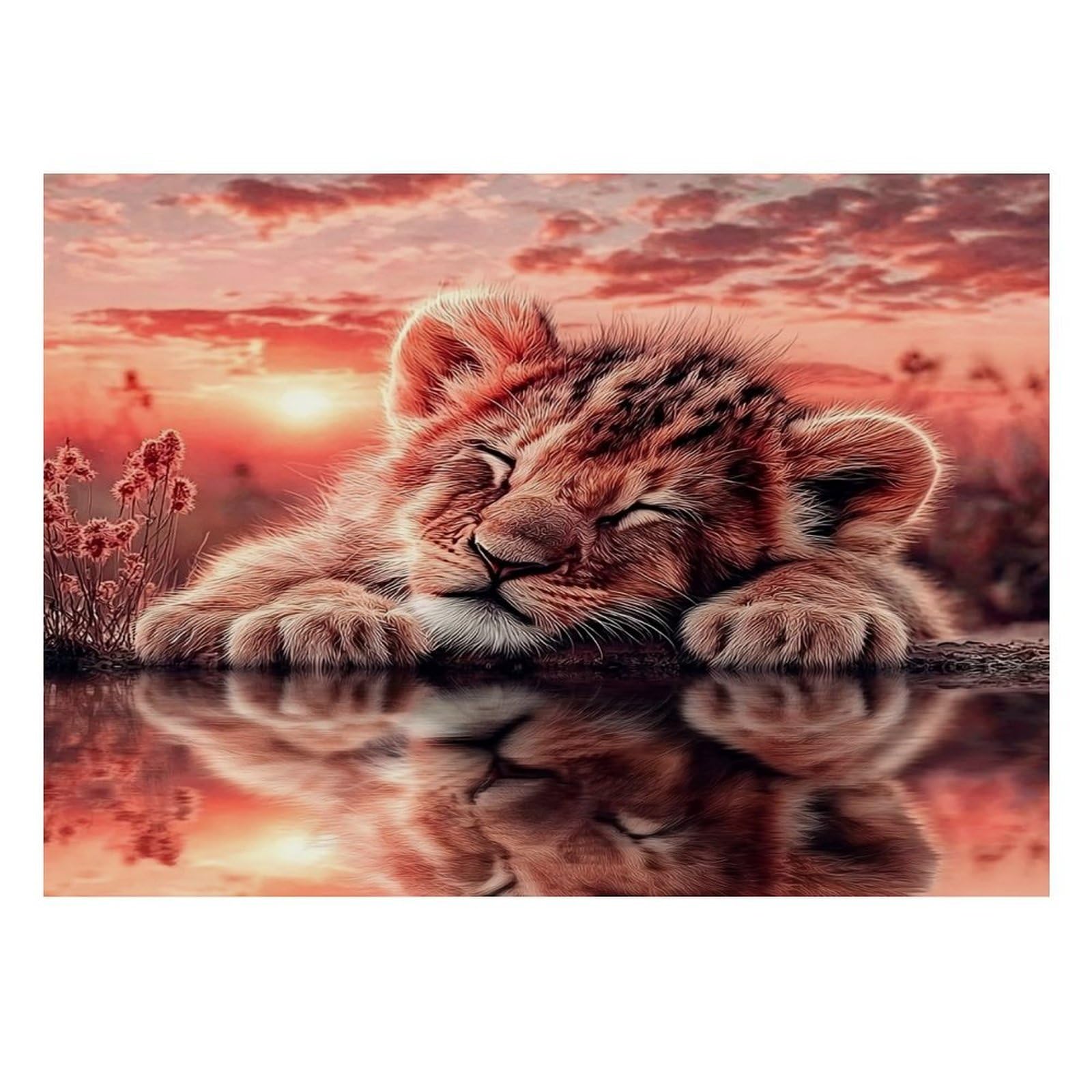 1000 Piece Mini Jigsaw Puzzle for Adults Lion Sunset Reflection Gift Idea