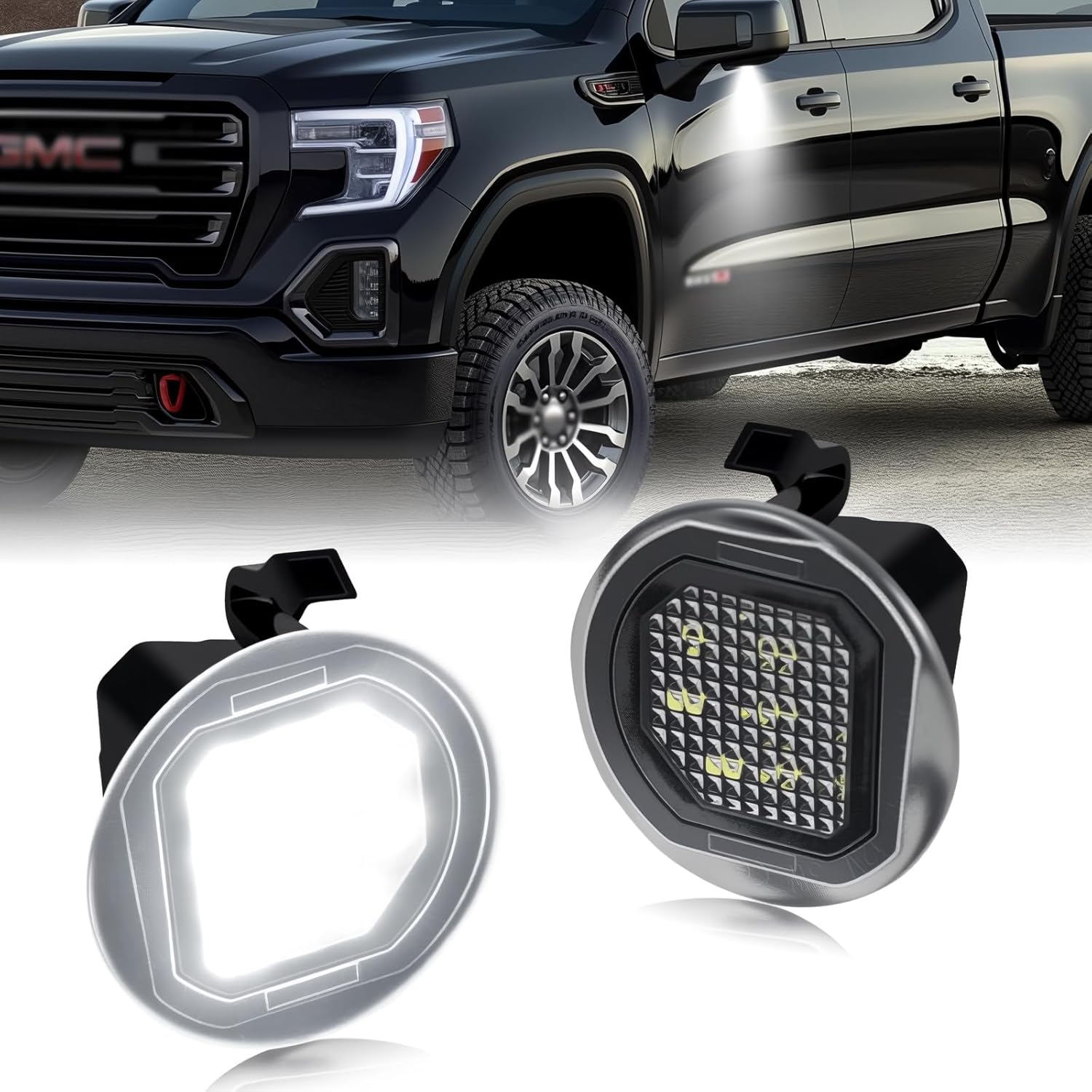D-Lumina LED Mirror Puddle Lights for 2011-2014 Chevy Silverado | GMC Sierra 2500HD 3500HD, Chevy Tahoe Suburban Avalanche, GMC Yukon Cadillac Escalade, 6000K White Side Mirror Light Lamp, Pack of 2