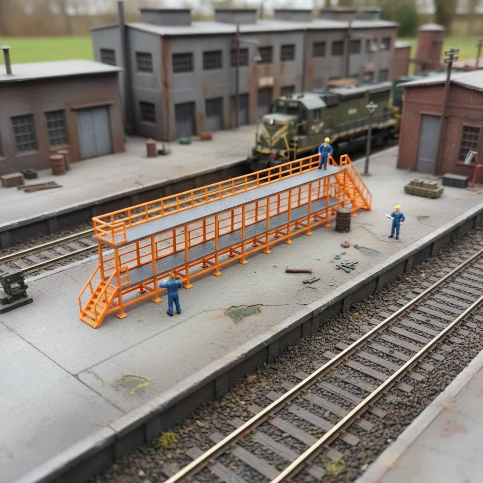 Estructura de Mantenimiento Ferroviario Realista Via Elevada de Tren Material Plástico Resistente Escena Ferroviaria para Diorama, Style to 2