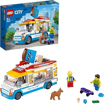 LEGO City Ice-Cream Van 60253 Playset, Featuring an Ice-Cream Van, Ice-Cream Lady and Skateboarder Minifigures, and a Cute Dog Figure; Great Gift for Kids 200 Pieces