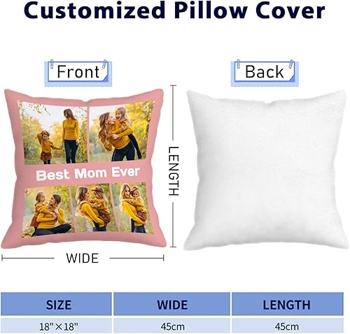 Miniatura 4 de Best Mom Ever Custom Pillowcase  Personalized Photo Collage Throw Pillow Cover, Gift for Family, Couples, Christmas, Valentine's Day, Birthday &