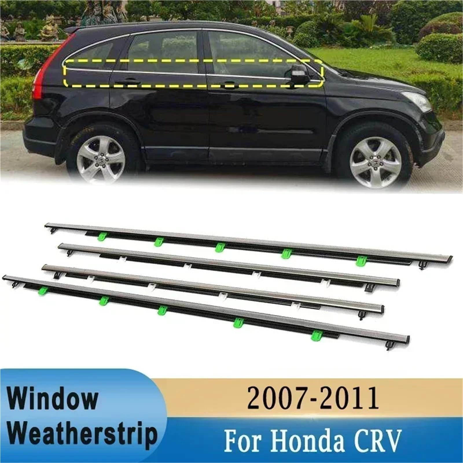 Pare-Soleil Joints d'étanchéité de vitre extérieure en Caoutchouc chromé pour Honda CR-V (2007-2011).