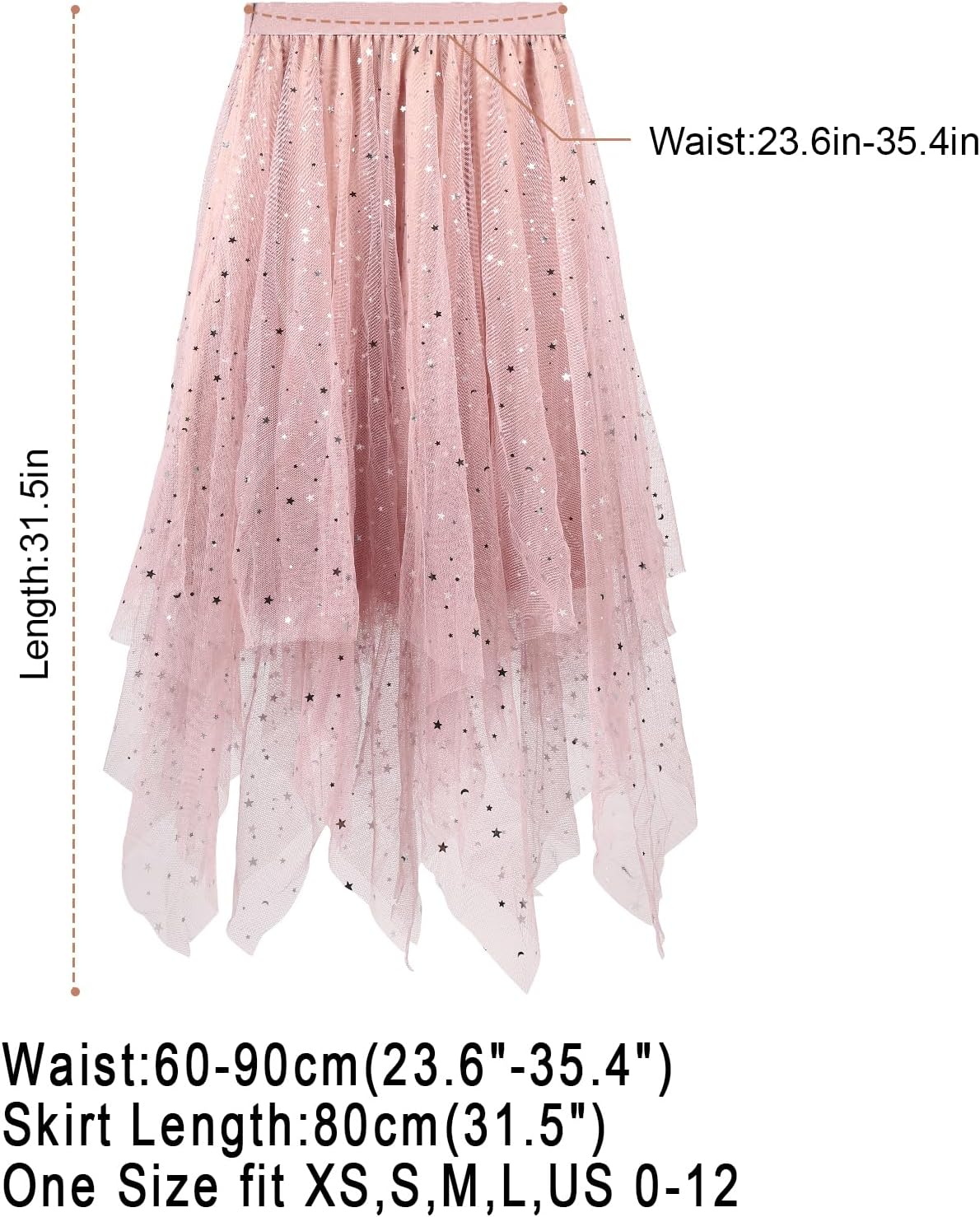 Women Tulle Skirts Layered Tutu Skirt Midi Length Elastic High Waist A Line Skirt - Image 6