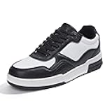 Niluber Women's Fashion Low Top Sneakers - White PU Leather Tennis Shoes-Lace Up Comfortable Casual Waking Shoes
