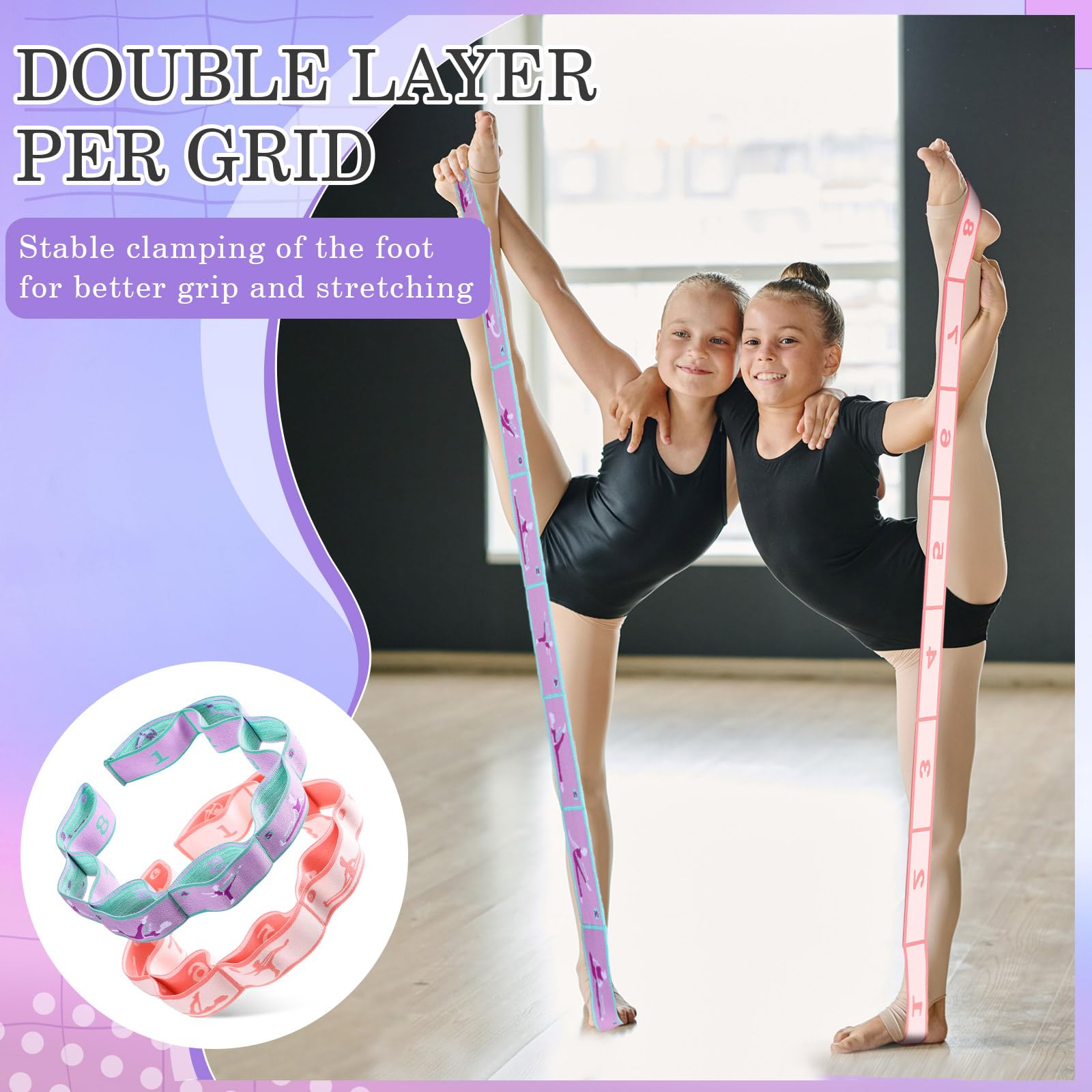Correa elástica para niños, banda elástica de danza con 8 bucles, bandas de resistencia para entrenamiento de ejercicio, para niños, cosas de baile, ballet, pilates, yoga, equipo de gimnasia