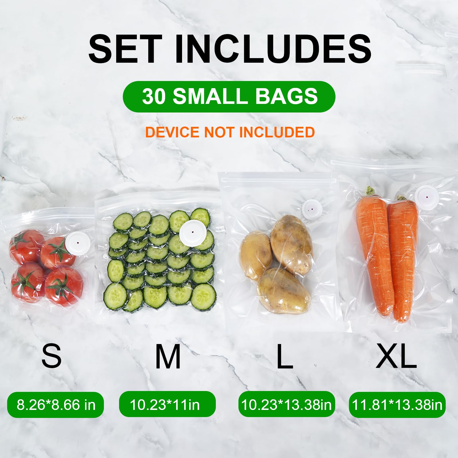 Lot de 30 sacs d'emballage sous vide de petite taille (21 x 22 cm)