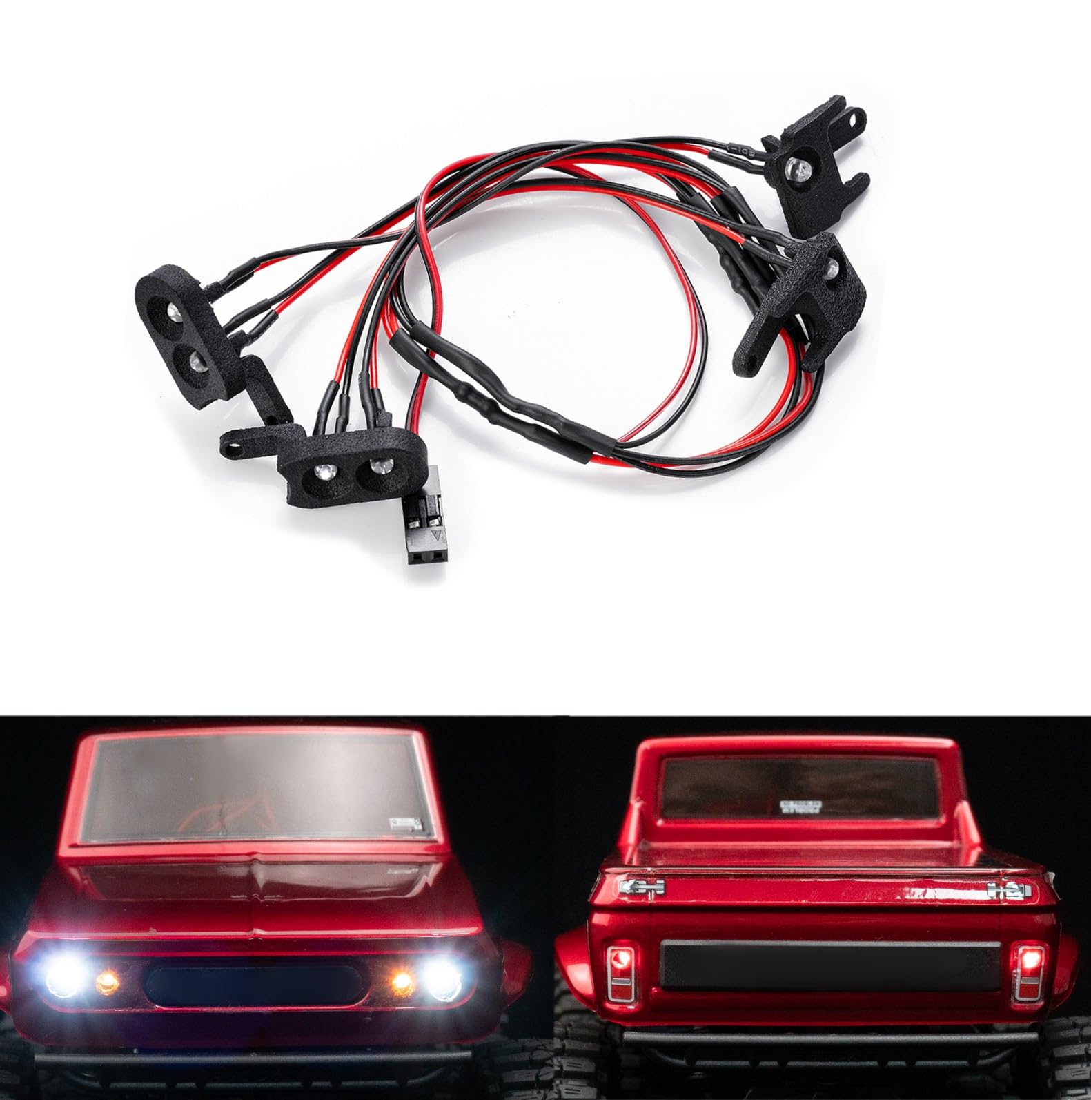 RCLIONS LED Headlights Taillight Front&Rear Lamp Light Kit for 1/18 Redcat Ascent RC Crawler Car Upgrades Parts