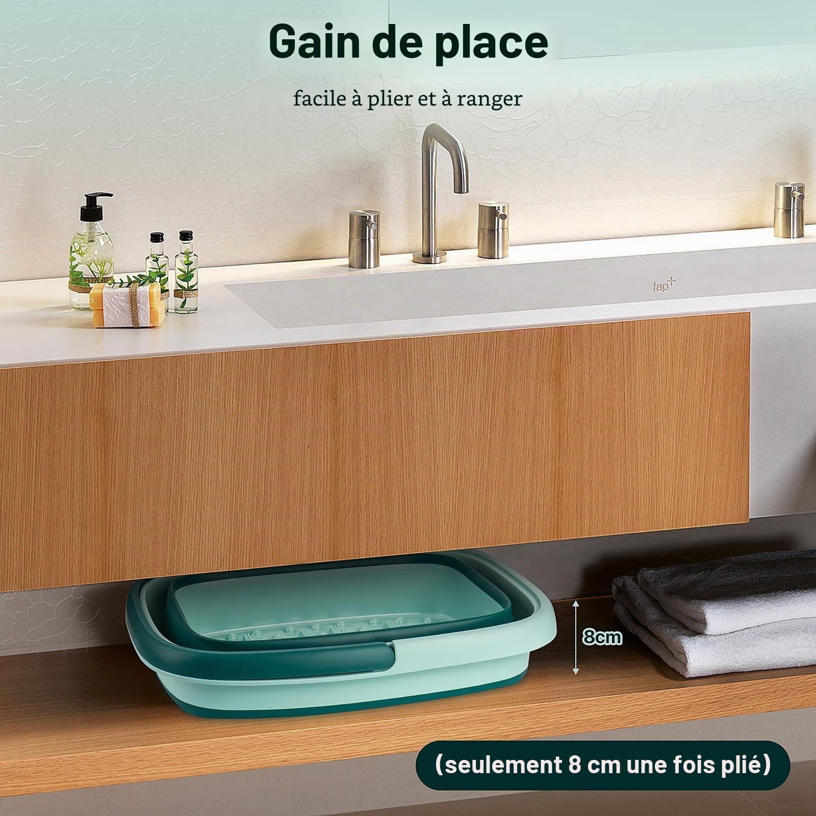 Bain de Pieds Portable Pliable Avec Poignée - Fonction de Massage Pour Pieds Détendus