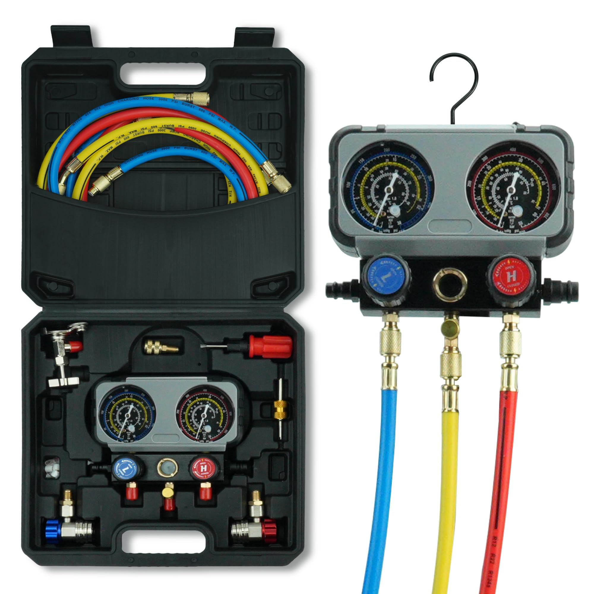 CALPOSE 3 Way AC Manifold Gauge Set