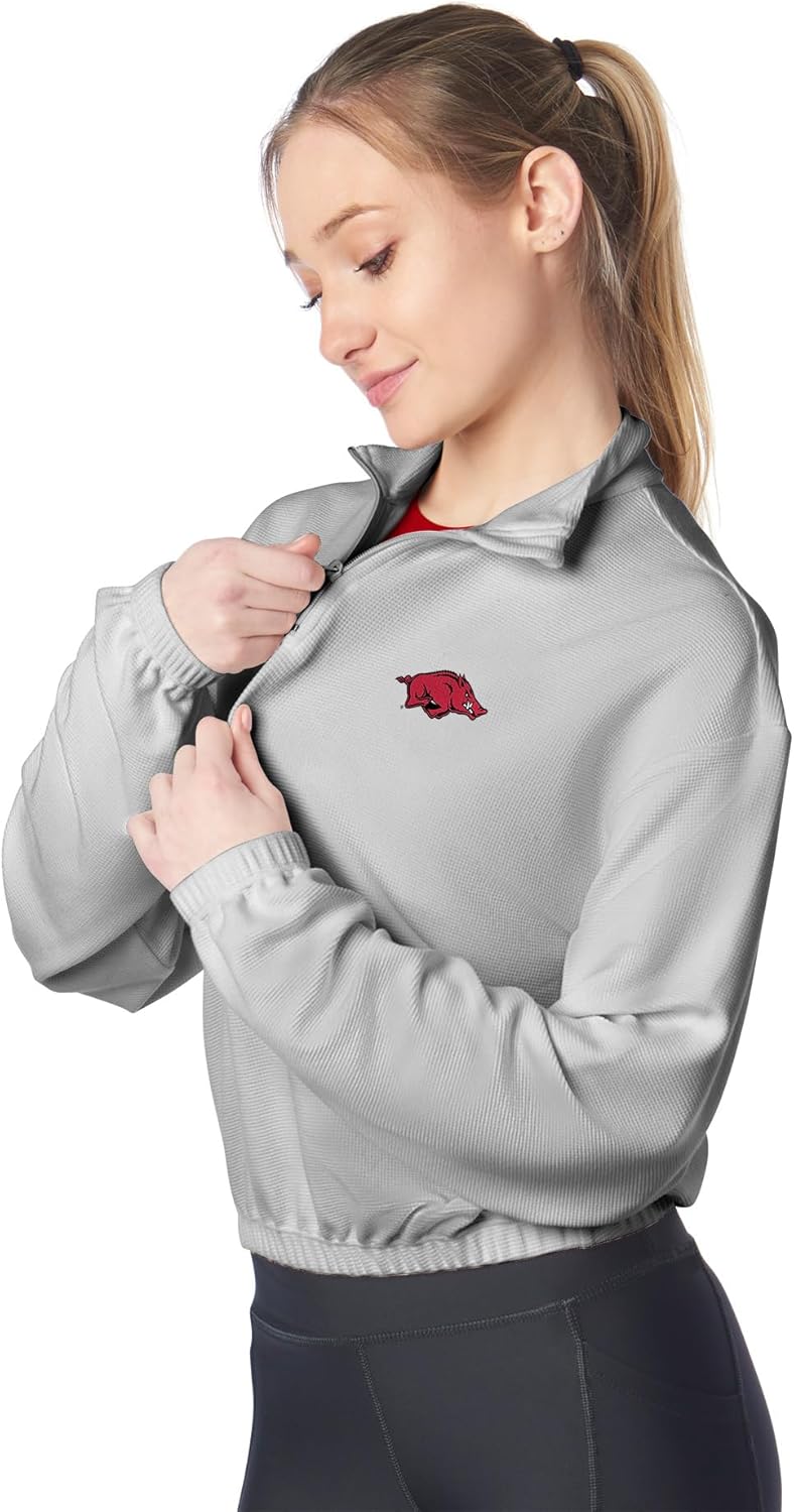 CERTO NCAA Quarter Zip Cropped Pullover, Long Sleeve Sweatshirt - Image 2