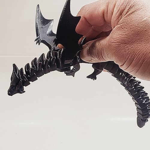 Miniatura 4 de Flexi-Mech War Dragon 3D Printed Onyx Black Imperial Reptile Articulated Bling Toy