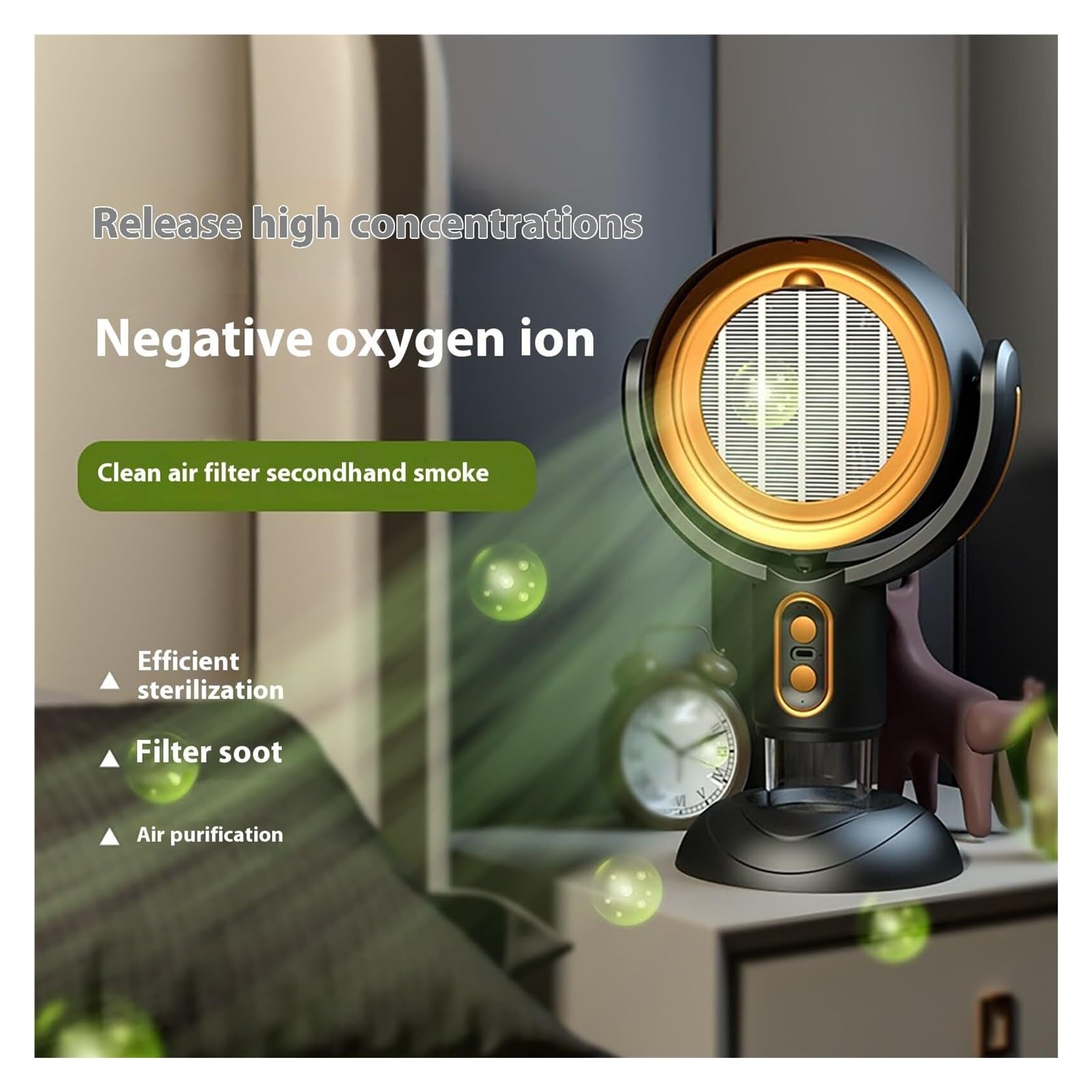Smoke Purifier for Smoking Indoors, Puff Hide Smoke Fan,Portable Puffhide Fan,Suitable for Indoor Hot Pot No Odor(Gold,Rechargeable)