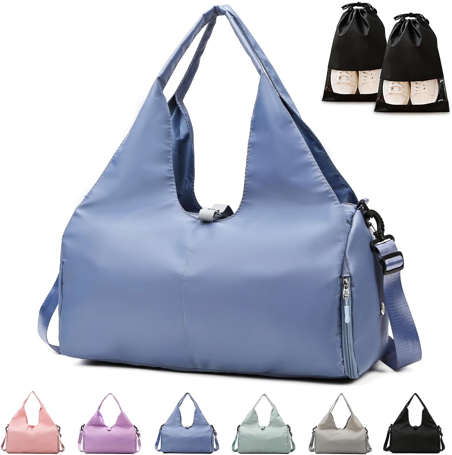 GLGHMH Gym Bag Womens, Yoga Mat Bag Sport Travel Bag with 2pcs Shoes Compartment, Waterproof Sports Gym Bag for Sport Travel Hiking (Blue)